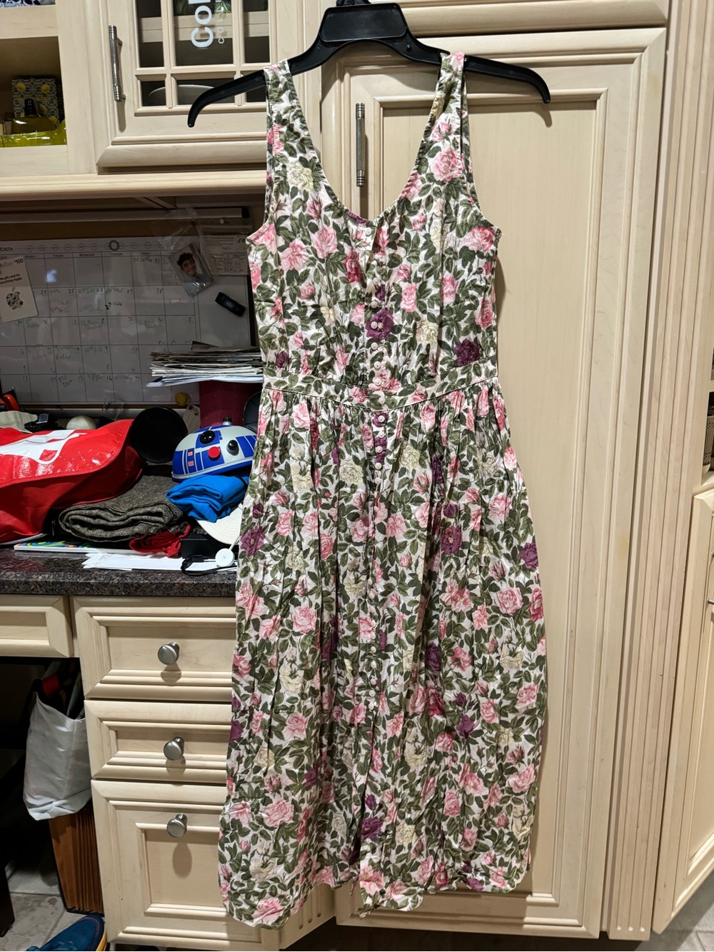 Floral Cotton Sundress in Pink and Green - Sleeveless Summer Dress